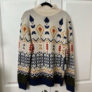 NWT Paisley & Gray Sweater Womens XL Knit Geometric Pullover Mock Neck L/S